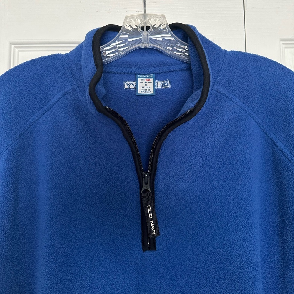 Old Navy Men’s Vintage Inspired Royal Blue Fleece Pullover - 1/4 Zip - Size M - Picture 2 of 5